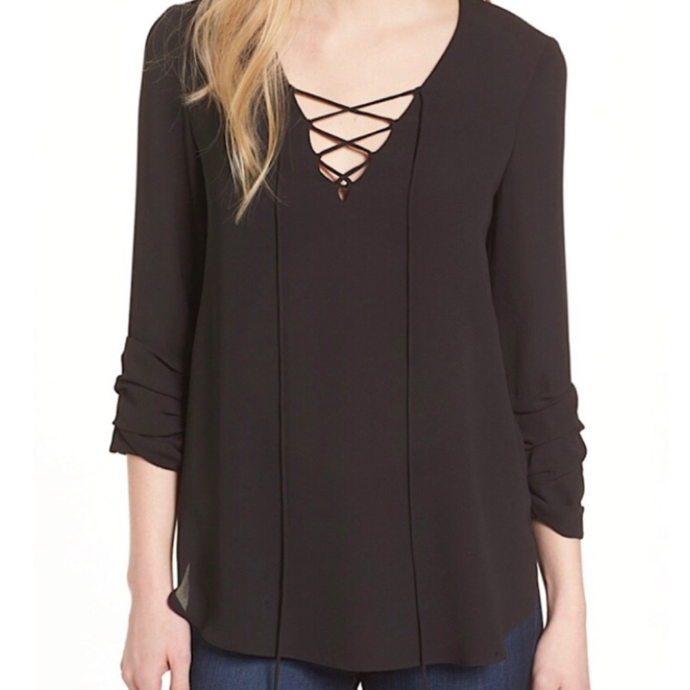 NWT Bailey 44 black Ramen Blouse sz XS